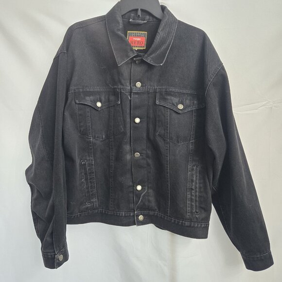 VINTAGE WRANGLER HERO MEN'S DENIM JEANS TRUCKER JACKET SIZE Large - Picture 1 of 10